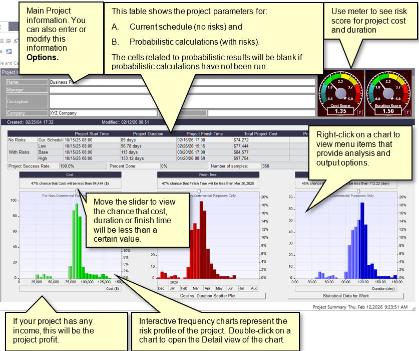 Project scheduling: project summary